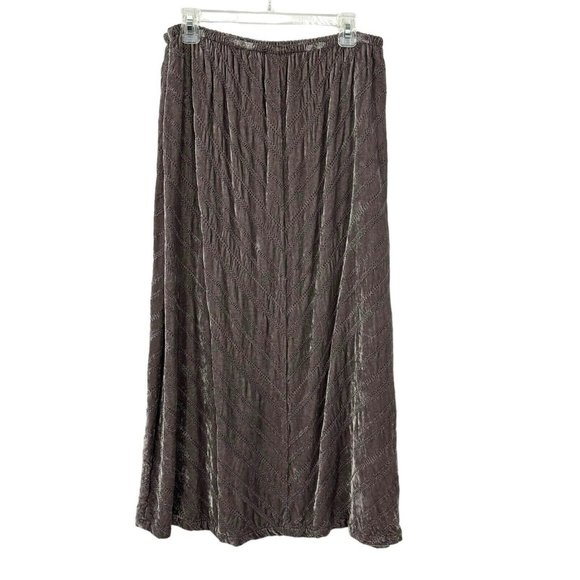 J Jill Gray Velvet Maxi Skirt sz 14 Embroidered Lagenlook BOHO Gray - Picture 2 of 11